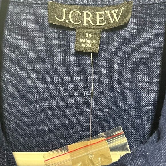 NWT J.CREW $168 Gamine shirtdress in linen, Dark Evening-Navy -Sz 00 - Picture 8 of 11